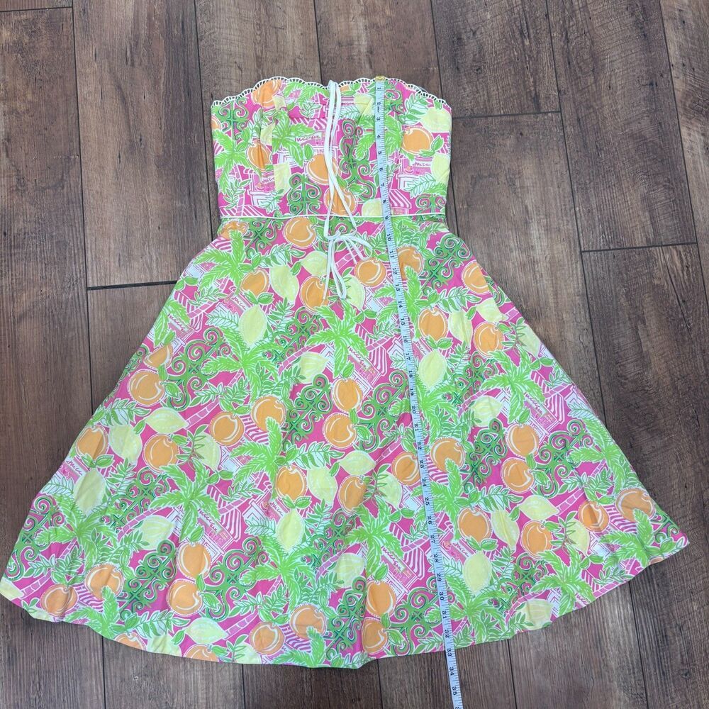 VTG Lilly Pulitzer Dress 2 Cotton Floral Lemons Strapless Zip A-Line Barbie - Picture 8 of 8